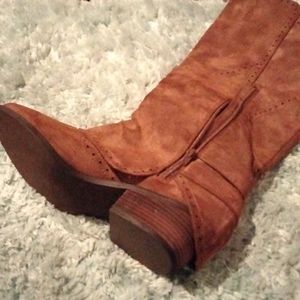 NOT RATED Women Brown Vegan Faux Suede Leather Knee High Western Boot,size 9